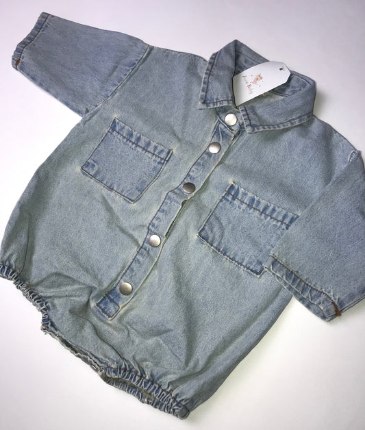 Denim Shirt Romper